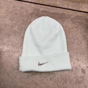 vintage nike baby blue metal swoosh beanie hat